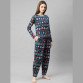Rigo Women Cotton Printed Full Sleeve Multicolor Night Suit